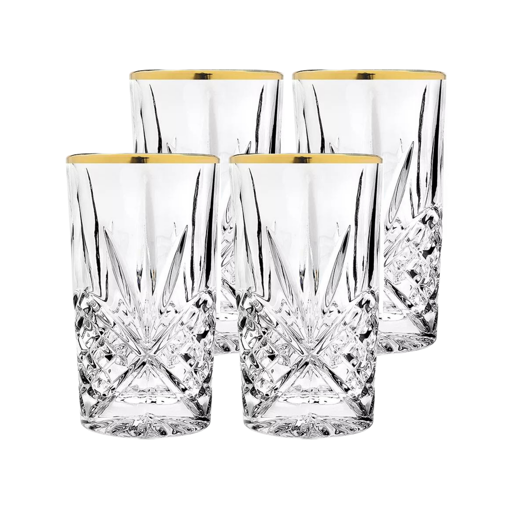 Luxus Kristall Latte Macchiato Gläser mit Goldrand 350ml Trinkgläser 4er Set "Star"