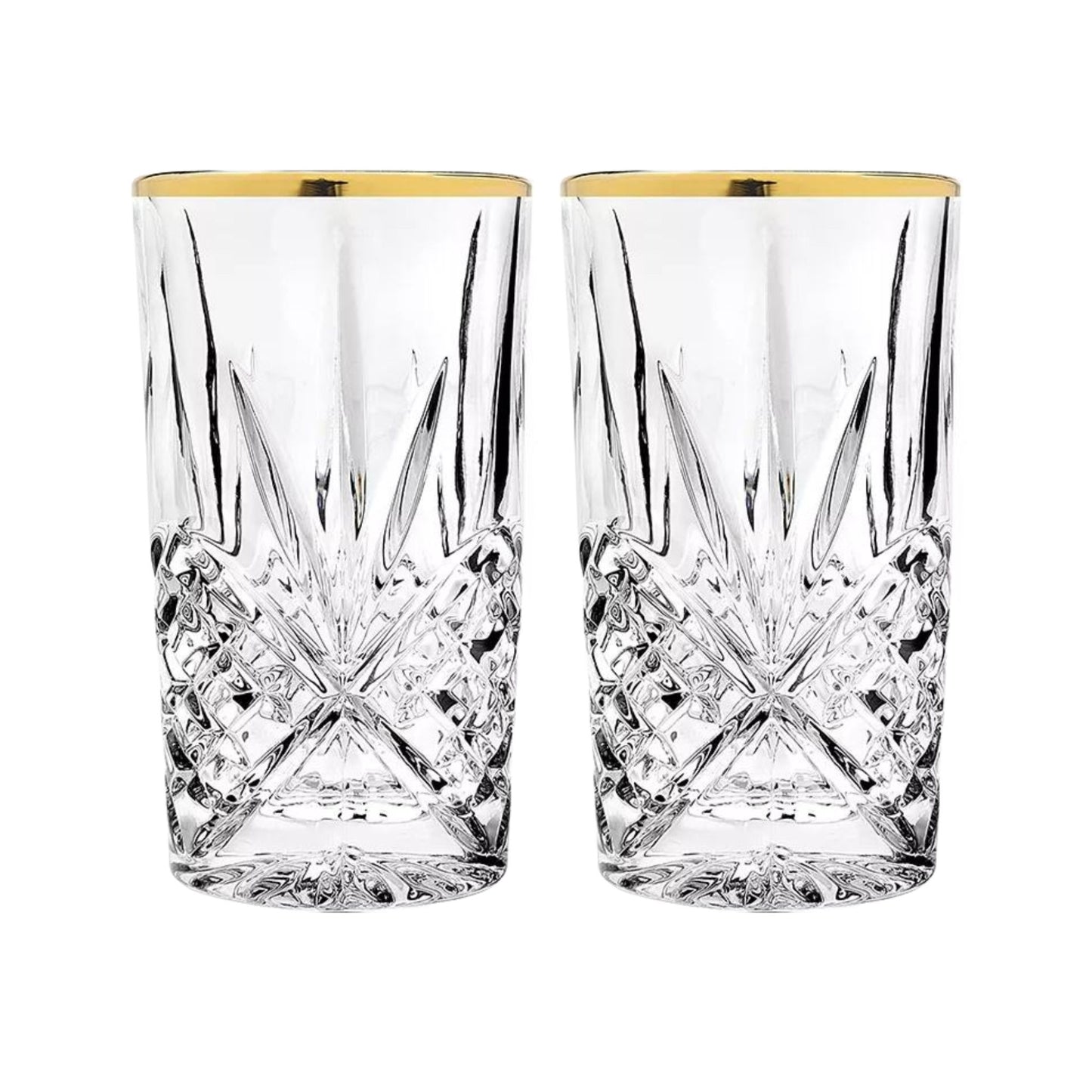 Luxus Kristall Latte Macchiato Gläser mit Goldrand 350ml Trinkgläser 2er Set "Star"