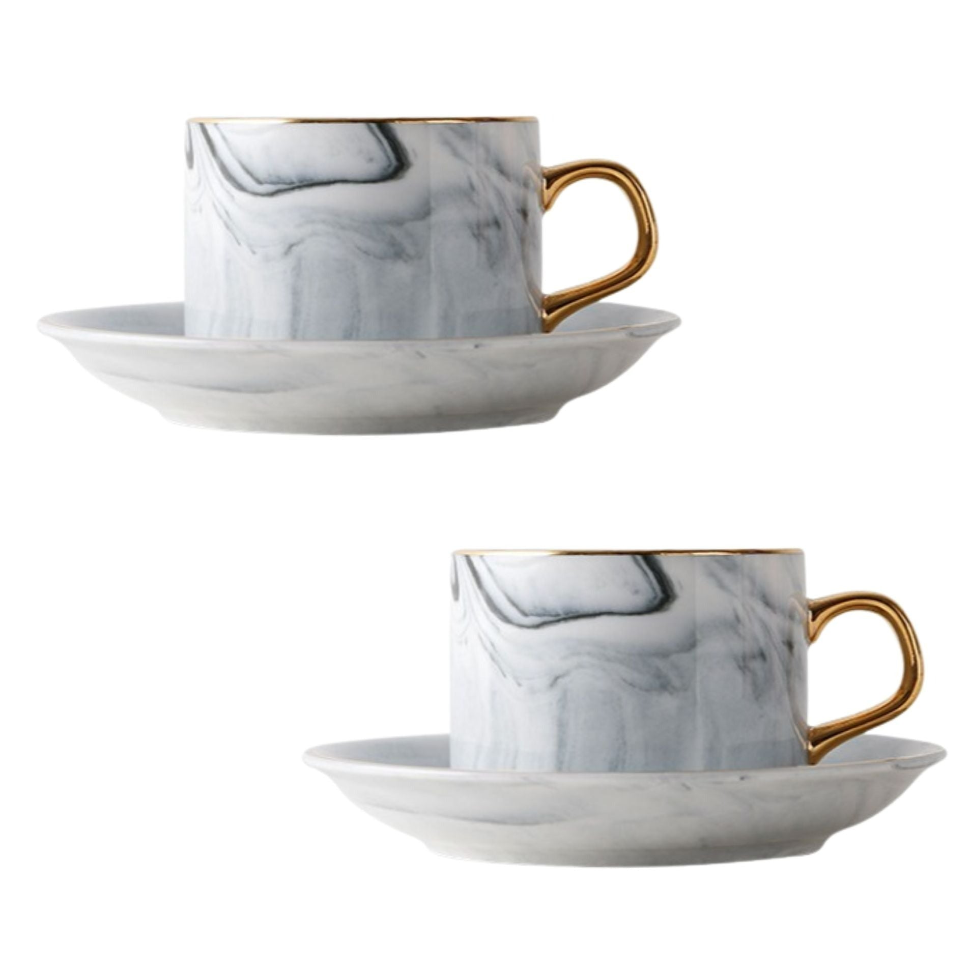 marmor-tassen-set-untertasse-grau-goldener-henkel-2er-set Cappuccino
