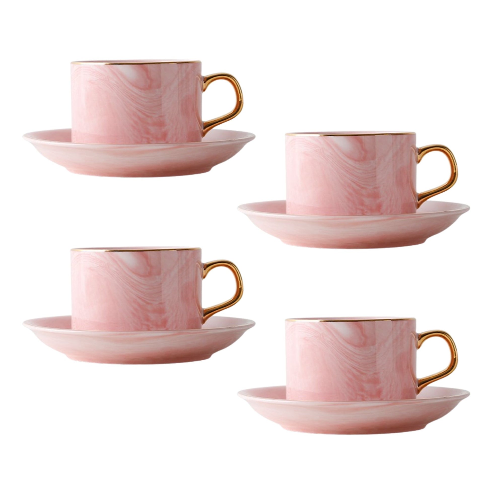 marmor-tassen-set-untertasse-rosa-goldener-henkel-4er-set Cappuccino